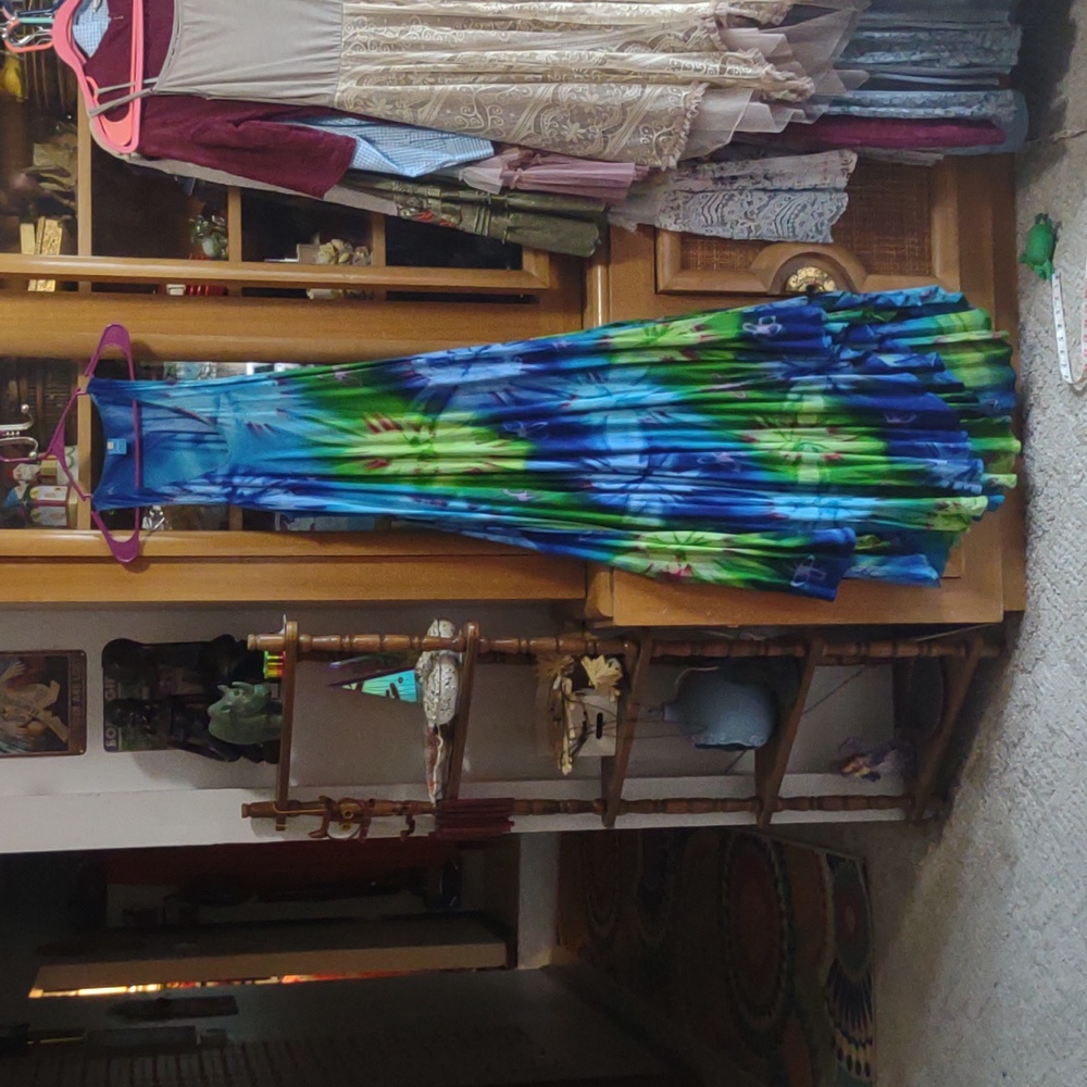 EUC VTG HTF AFGHAN BLUR SKY 2 style tie dye hippie dress one size fits all